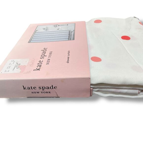 Kate Spade New York Fabric Shower Curtain Pink Yellow Dot 72x72 Modern Bathroom - Picture 6 of 13